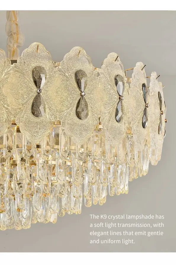 Luxury Crystal Iron Round Villa Banquet Hall Chandelier Light Home Hotel Decor Hotel Livingroom Adjustable Height Pendan — view 6
