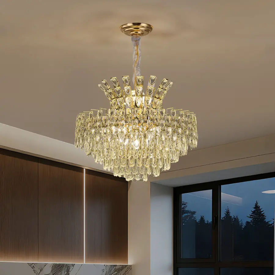 Luxury Home Decor Modern Crystal Middle Villa Chandelier Ceiling Lamp Banquet Hall Hotel Livingroom Decor Iron Pendant L — view 1