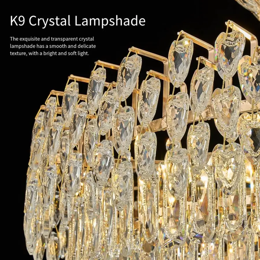 Luxury Home Decor Modern Crystal Middle Villa Chandelier Ceiling Lamp Banquet Hall Hotel Livingroom Decor Iron Pendant L — view 3
