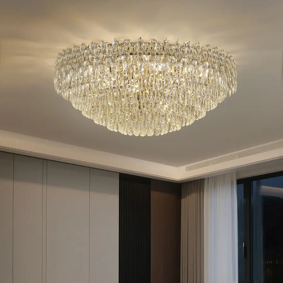 Luxury Home Decor Modern Crystal Middle Villa Chandelier Ceiling Lamp Banquet Hall Hotel Livingroom Decor Iron Pendant L — view 5