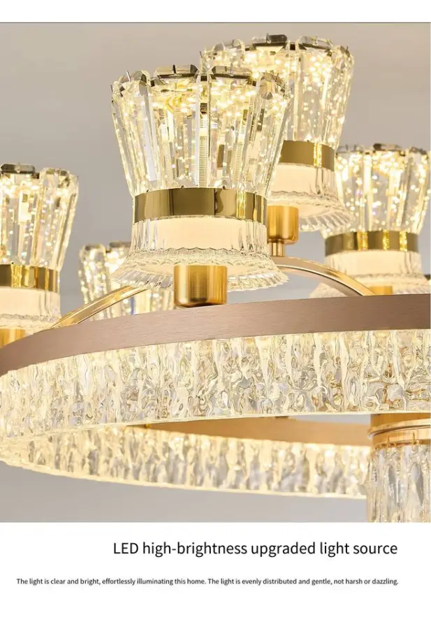Luxury Modern Iron Crystal Ceiling Chandelier Lamp Aluminum Home Bedroom Hotel Decor LED Middle Pendant Flush Mount Ligh — view 4