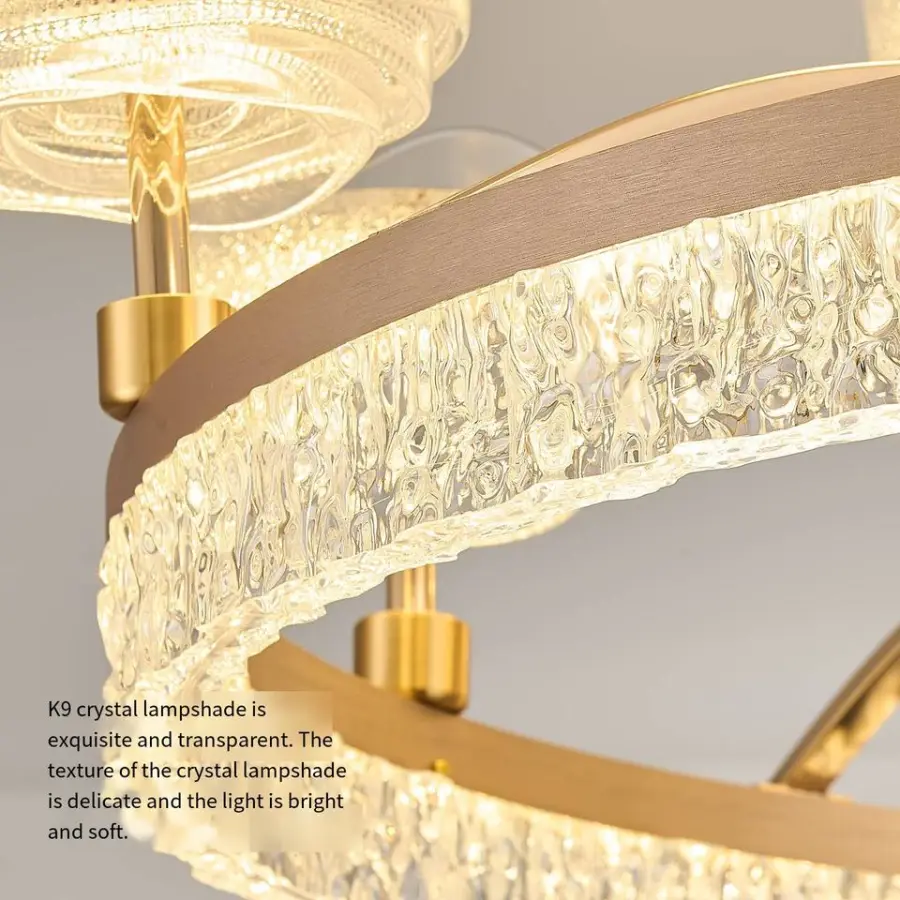 Luxury Modern Iron Crystal Ceiling Chandelier Lamp Aluminum Home Bedroom Hotel Decor LED Middle Pendant Flush Mount Ligh — view 6
