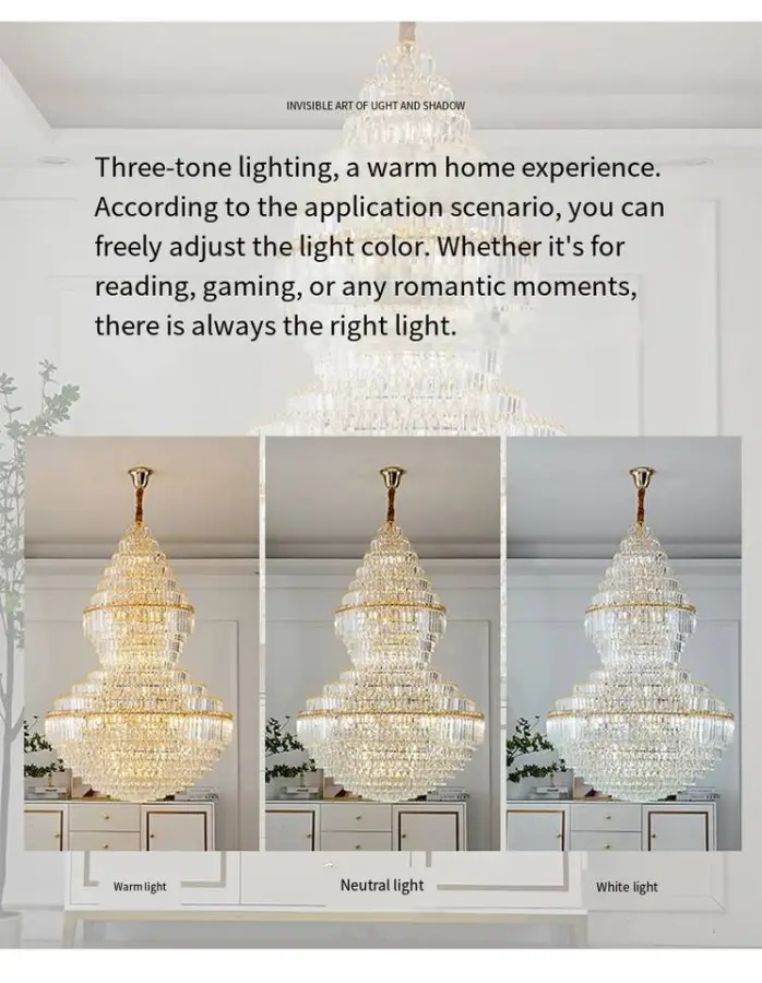 Luxury Large Villa Stair Gold K9 Crystal Banquet Hall Ceiling Chandelier Light for Livingroom Hotel Home Corridor Pendan — view 5