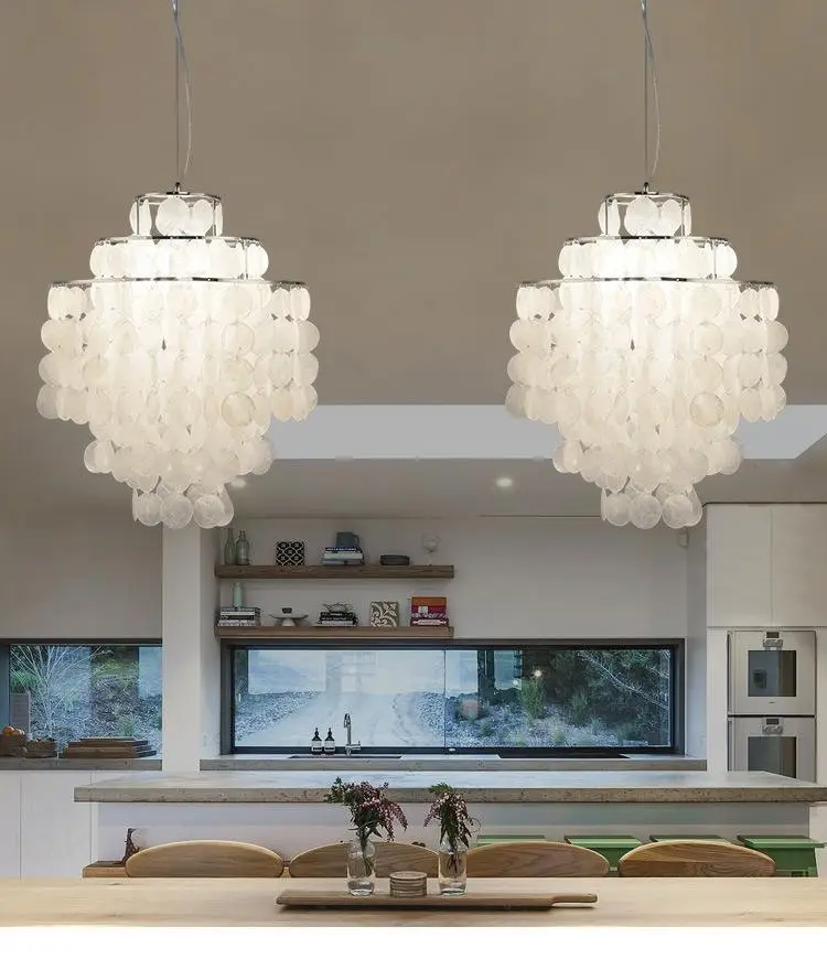 Modern French-style Romantic Iron Shell LED Chandelier Vintage Cream-Style Living Room Dining Room Bedroom Designer Pend — view 6