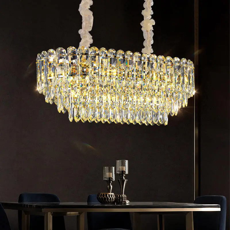 Modern Classic Luxury Crystal Villa LED Chandelier Pendant Lamp for Hotel Livingroom Restaurant Hanging Light Adjustable — view 2