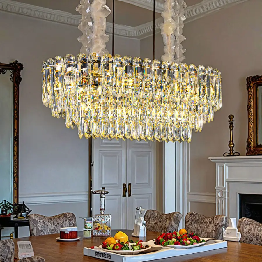 Modern Classic Luxury Crystal Villa LED Chandelier Pendant Lamp for Hotel Livingroom Restaurant Hanging Light Adjustable — view 6