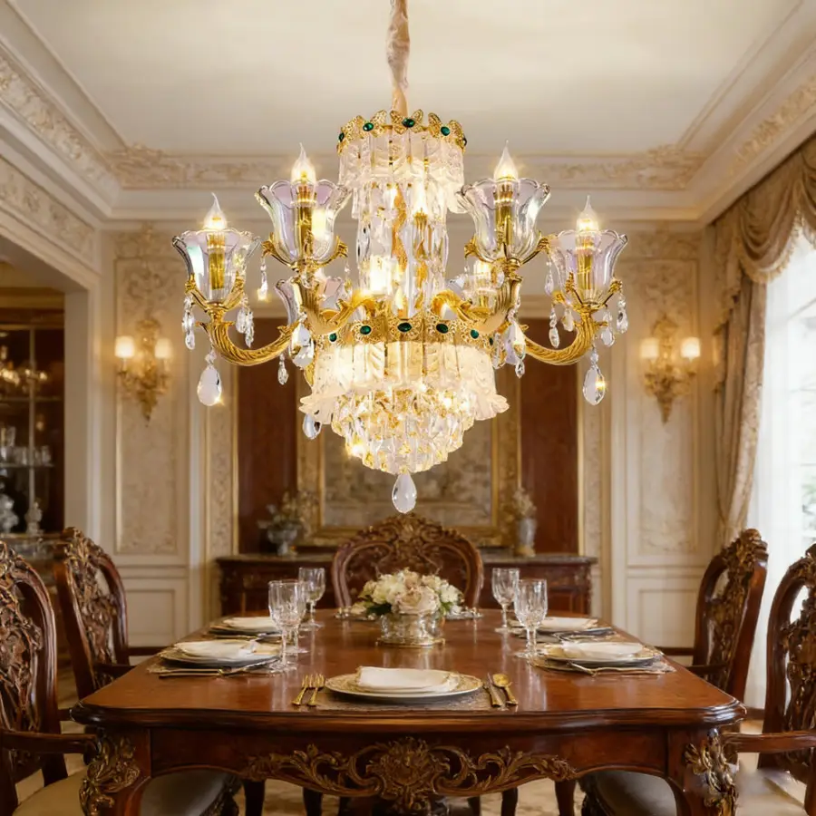 Modern Luxury Crystal Banquet Hall LED Chandelier Light for Home Hotel Decor Adjustable Height Pendant Lamp — view 1