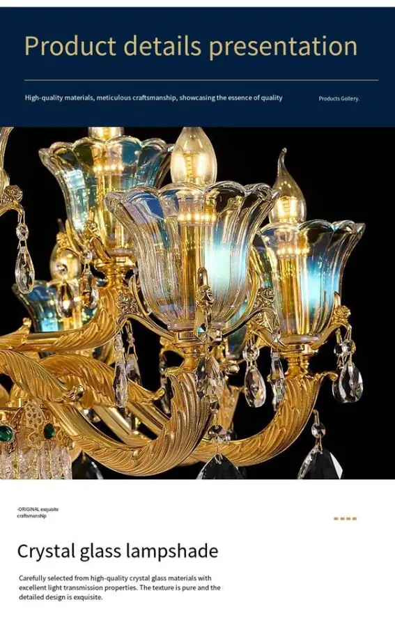 Modern Luxury Crystal Banquet Hall LED Chandelier Light for Home Hotel Decor Adjustable Height Pendant Lamp — view 6