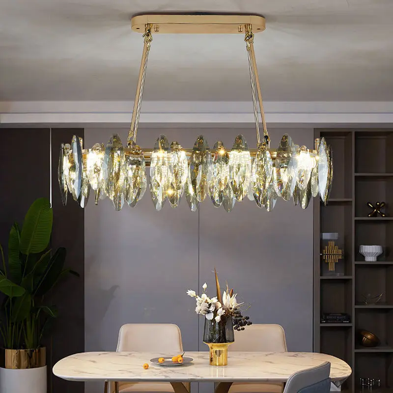 Chandelier Lamp Luxury Middle Crystal Hardware Home Decor Banquet Hall for Home Villa Hotel Adjustable Height Pendant Li — view 4