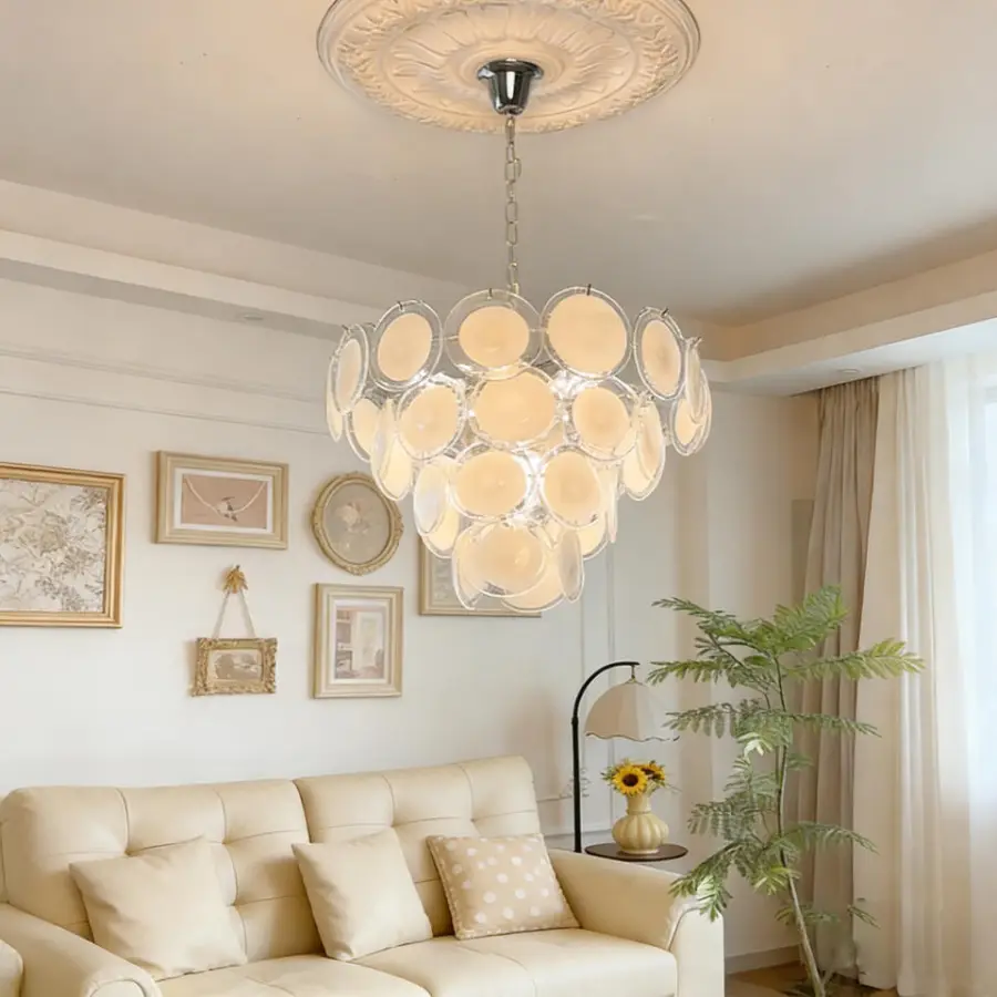 Luxury Iron Home LED Chandelier Lamp Villa Home Bedroom Banquet Hall Bar Decor Glass LED LivingRoom Ceiling Pendant Lamp — view 1