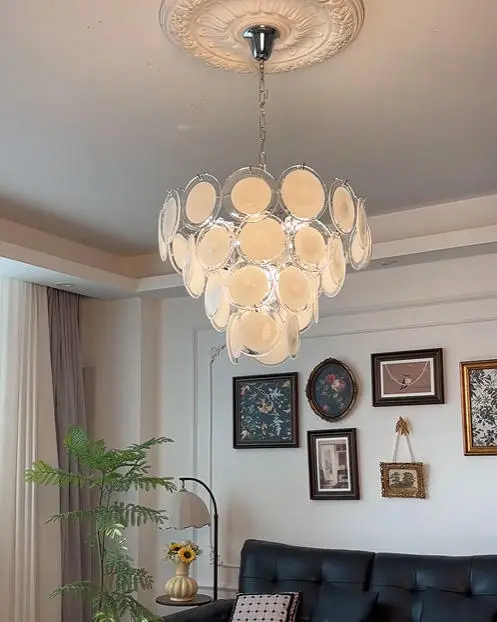 Luxury Iron Home LED Chandelier Lamp Villa Home Bedroom Banquet Hall Bar Decor Glass LED LivingRoom Ceiling Pendant Lamp — view 2