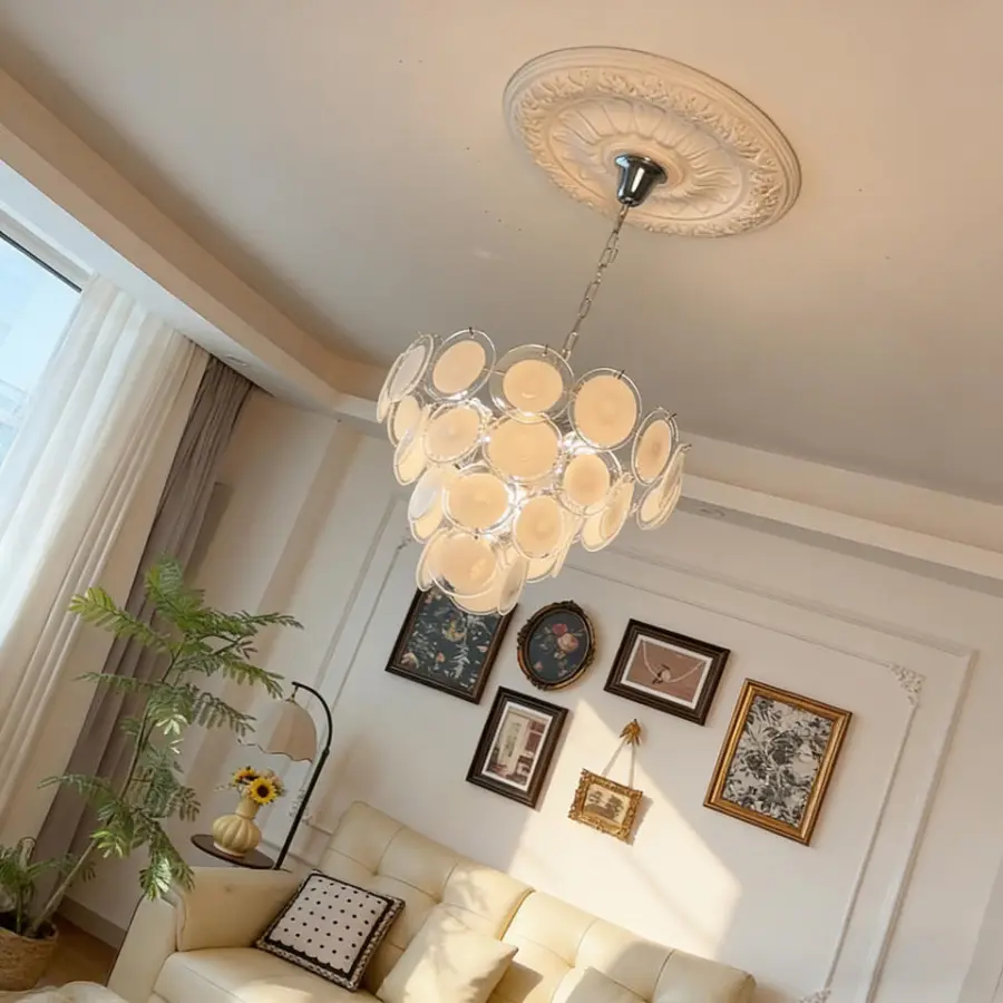Luxury Iron Home LED Chandelier Lamp Villa Home Bedroom Banquet Hall Bar Decor Glass LED LivingRoom Ceiling Pendant Lamp — view 3