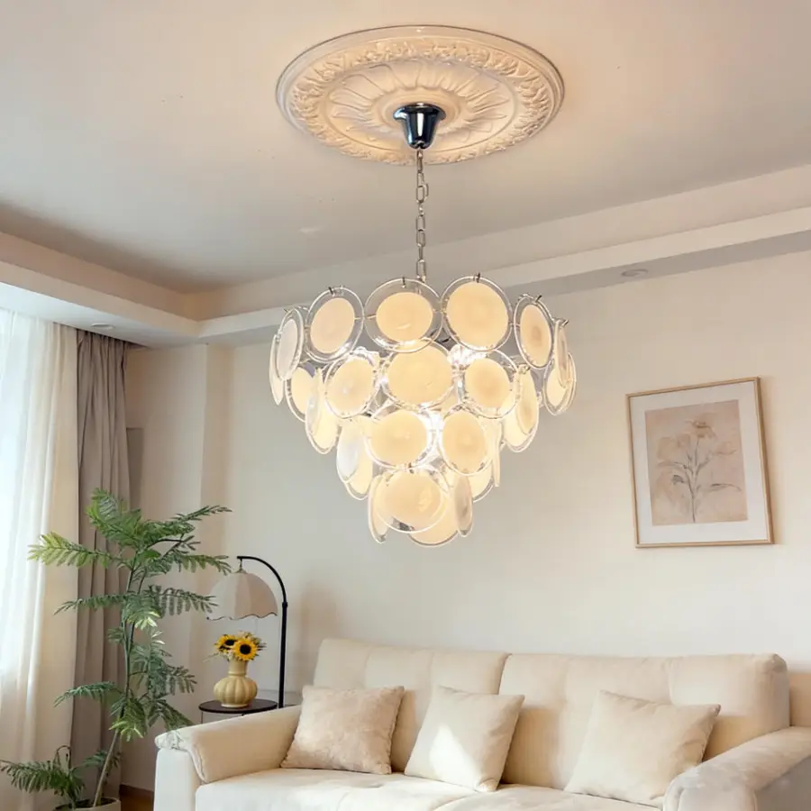 Luxury Iron Home LED Chandelier Lamp Villa Home Bedroom Banquet Hall Bar Decor Glass LED LivingRoom Ceiling Pendant Lamp — view 4