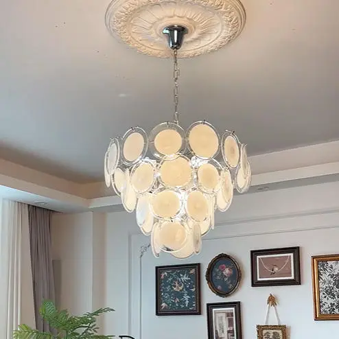 Luxury Iron Home LED Chandelier Lamp Villa Home Bedroom Banquet Hall Bar Decor Glass LED LivingRoom Ceiling Pendant Lamp — view 5