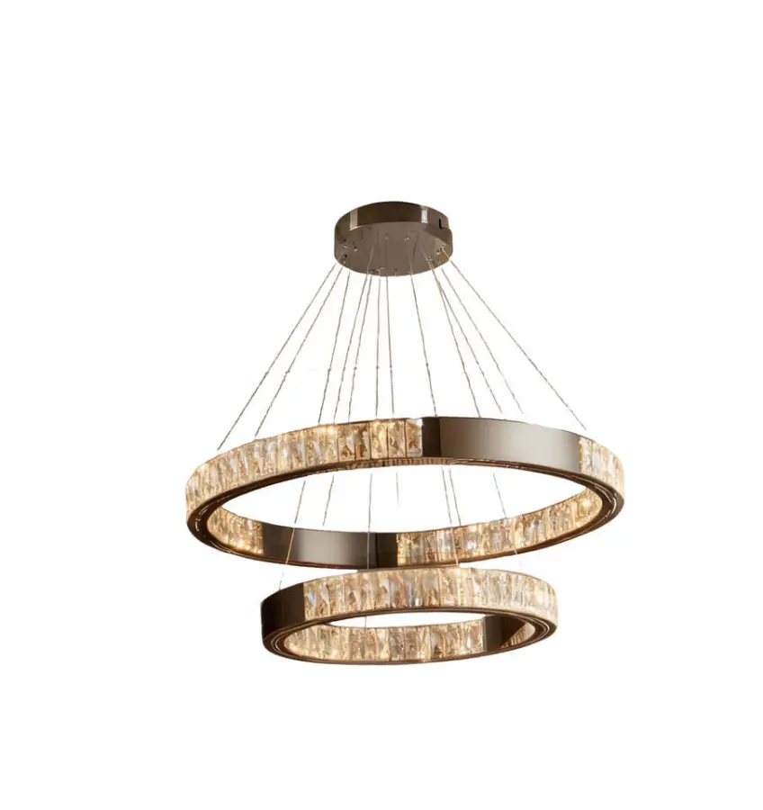 Modern Luxury LED Home Decor Crystal Chandelier Lamp for Villa Hotel Lobby Banquet Hall Stainless Steel Pendant Light — view 4