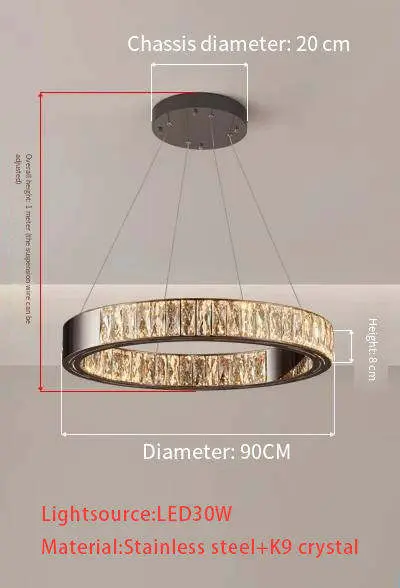 Modern Luxury LED Home Decor Crystal Chandelier Lamp for Villa Hotel Lobby Banquet Hall Stainless Steel Pendant Light — view 5
