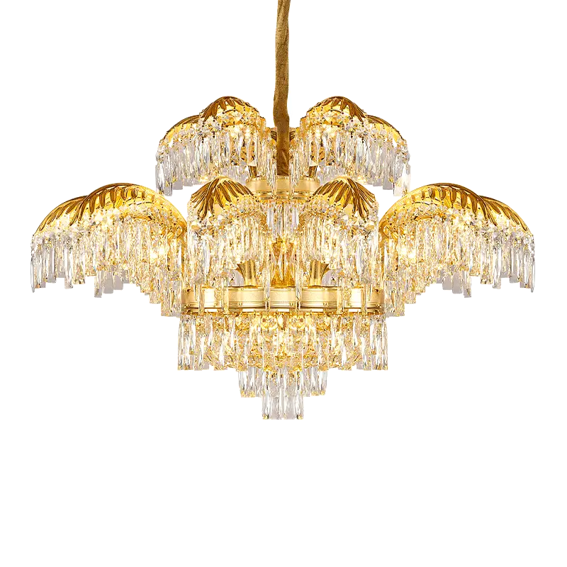 Luxury Villa Home Hotel Branch Gold Crystal Pendant Lamp Banquet Hall Led Chandelier Light for Living Room Lobby Hanging — view 5