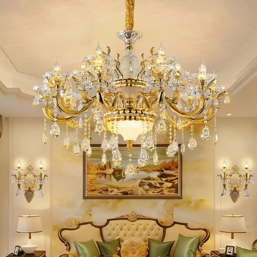 Luxury Villa Banquet Hall Stair Dining Modern Crystal Chandelier Light for Livingroom Hotel Lobby Pendant Lamp Adjustabl — view 1