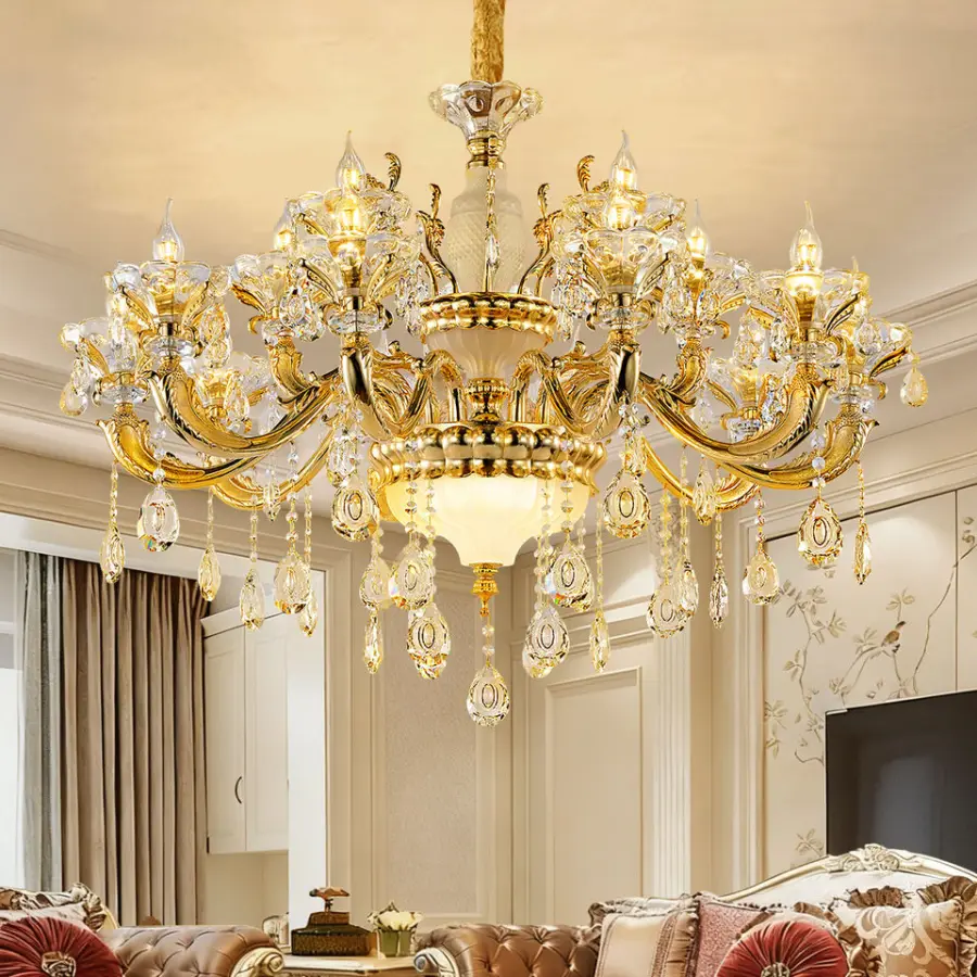 Luxury Villa Banquet Hall Stair Dining Modern Crystal Chandelier Light for Livingroom Hotel Lobby Pendant Lamp Adjustabl — view 2