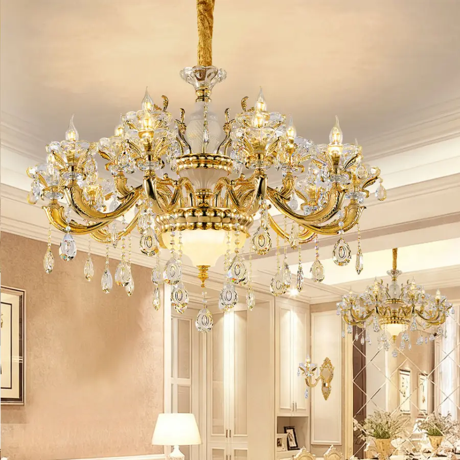Luxury Villa Banquet Hall Stair Dining Modern Crystal Chandelier Light for Livingroom Hotel Lobby Pendant Lamp Adjustabl — view 5