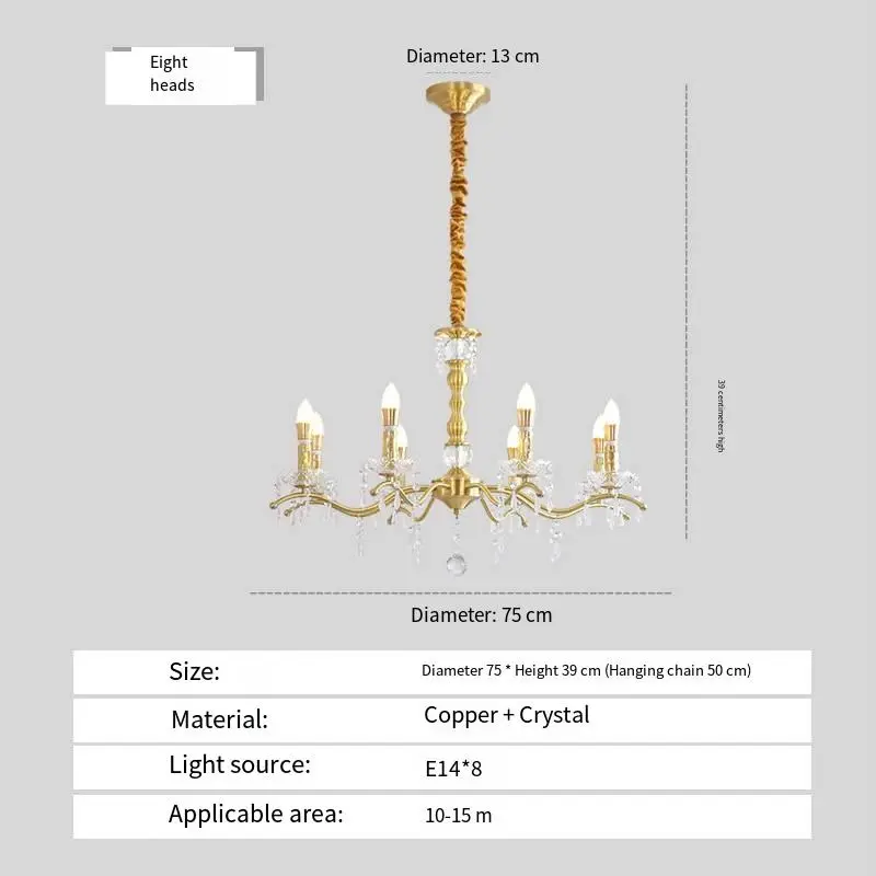 Modern Led Wedding Banquet Hall Luxury Crystal Chandelier Light for Villa Copper for Living Bedroom Copper Ceiling Penda — view 5