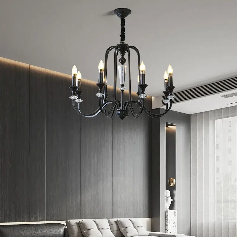 Modern Retro Luxury Crystal Chandelier Light for Banquet Hall Villa Copper for Living Dining Bedroom Copper Ceiling Pend — view 1