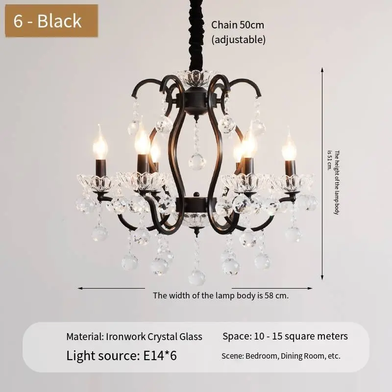 Romantic Candle Chandelier Light Modern Iron Crystal Wedding Banquet Hall Home Hotel Villa Decor Glass Pendant Lamp — view 3