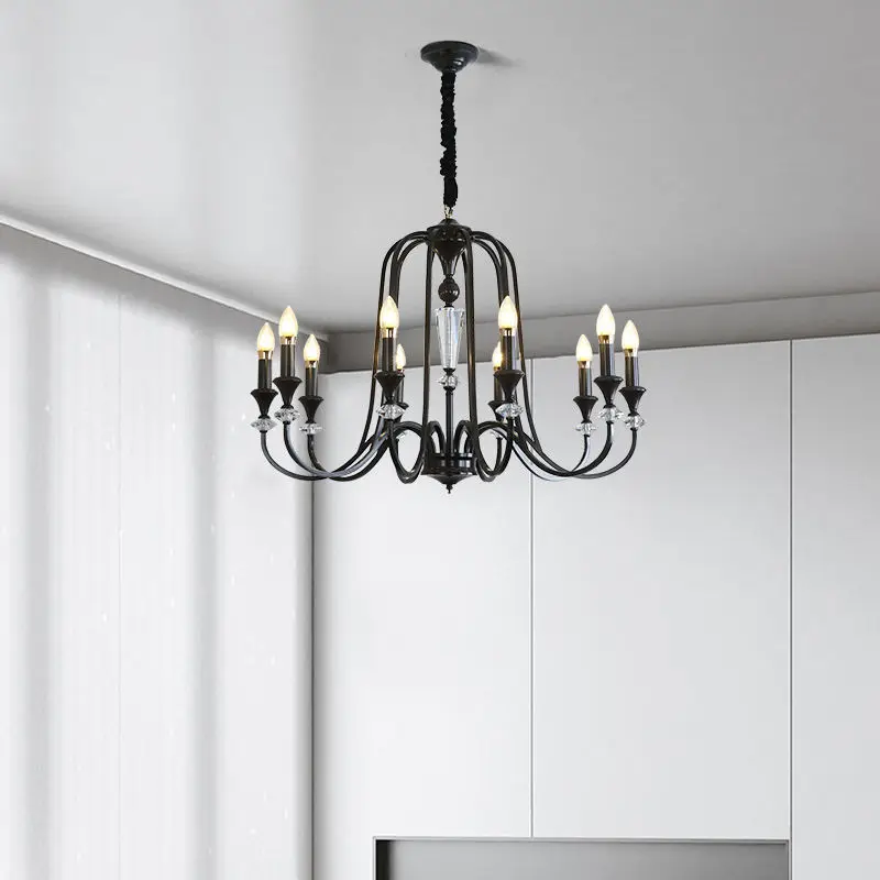 Modern Retro Luxury Crystal Chandelier Light for Banquet Hall Villa Copper for Living Dining Bedroom Copper Ceiling Pend — view 3