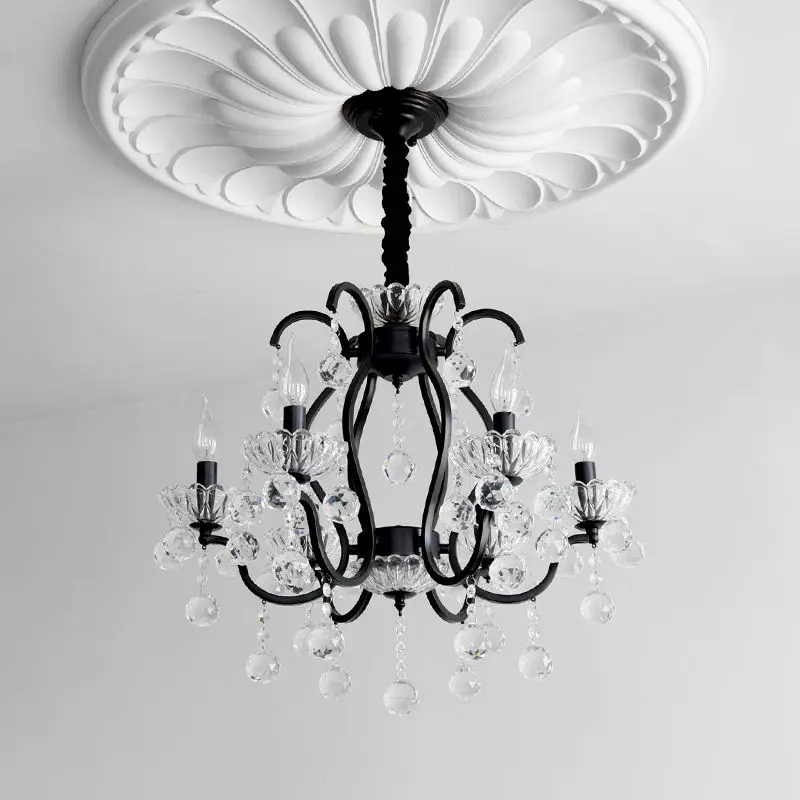Romantic Candle Chandelier Light Modern Iron Crystal Wedding Banquet Hall Home Hotel Villa Decor Glass Pendant Lamp — view 6