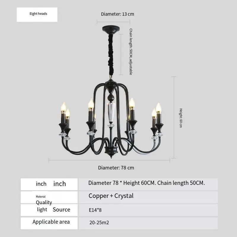 Modern Retro Luxury Crystal Chandelier Light for Banquet Hall Villa Copper for Living Dining Bedroom Copper Ceiling Pend — view 6