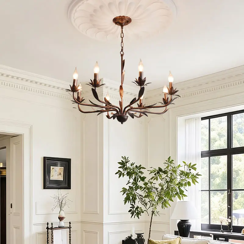 French Modern Home Decor Pendant Lamp Iron Hotel Villa Middle Bedroom Livingroom Ceiling Moddle Chandelier Light — view 1