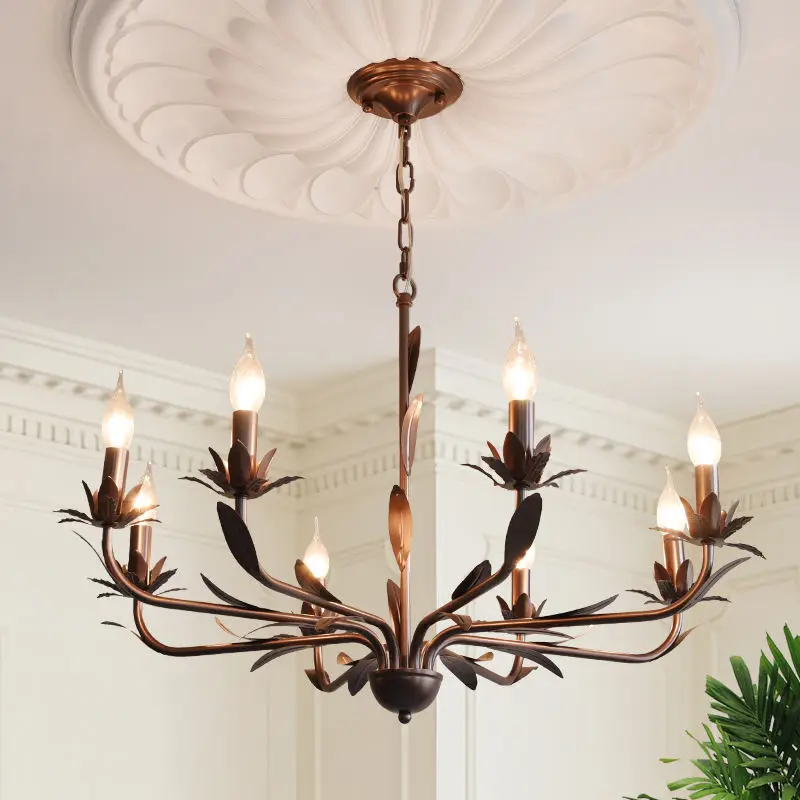 French Modern Home Decor Pendant Lamp Iron Hotel Villa Middle Bedroom Livingroom Ceiling Moddle Chandelier Light — view 2