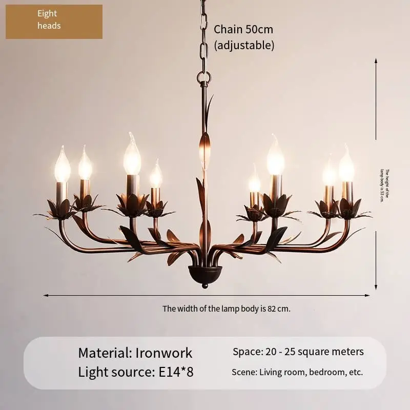 French Modern Home Decor Pendant Lamp Iron Hotel Villa Middle Bedroom Livingroom Ceiling Moddle Chandelier Light — view 3