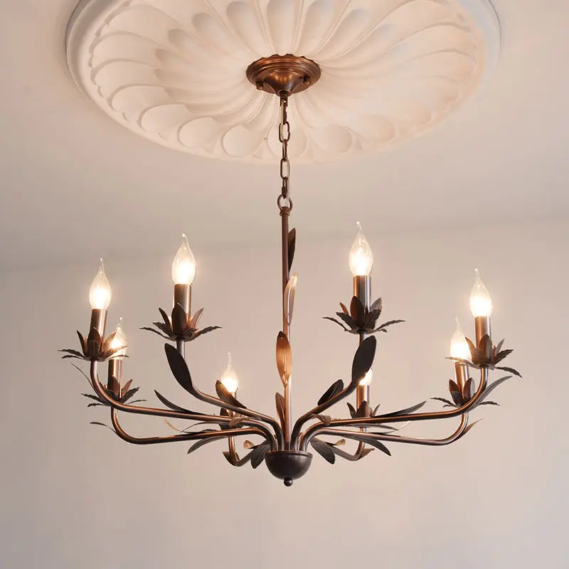 French Modern Home Decor Pendant Lamp Iron Hotel Villa Middle Bedroom Livingroom Ceiling Moddle Chandelier Light — view 6