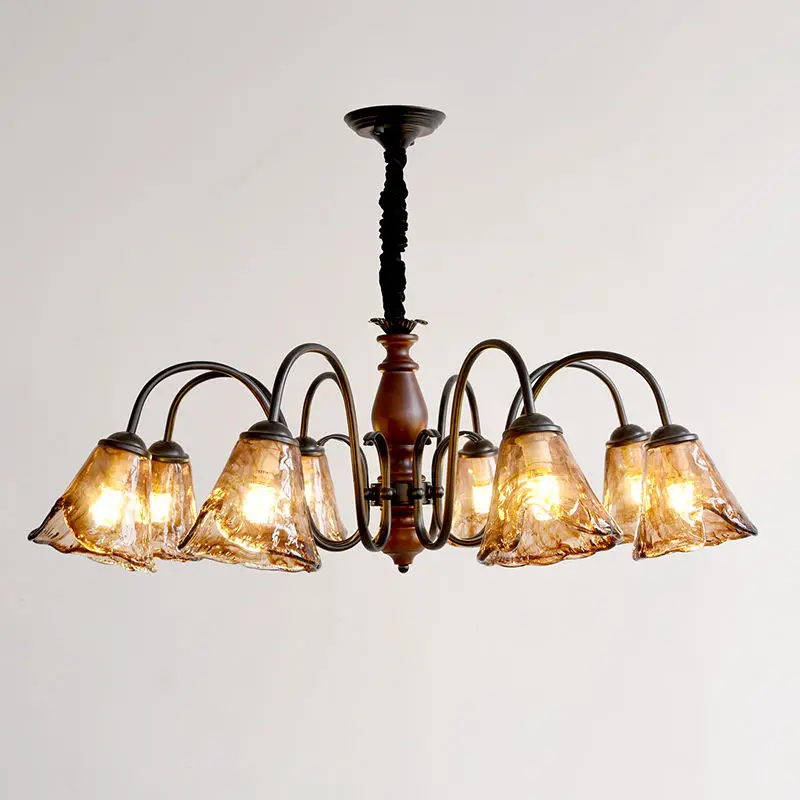 French Modern Home Hotel Decor Ceiling Chandelier Light Iron Glass Banquet Hall Villa Middle Bedroom Livingroom Pendant — view 3