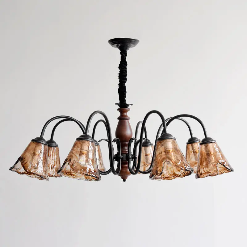 French Modern Home Hotel Decor Ceiling Chandelier Light Iron Glass Banquet Hall Villa Middle Bedroom Livingroom Pendant — view 5