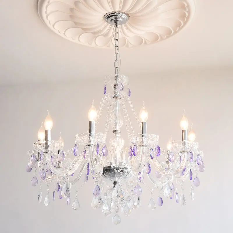 Wedding Banquet Hall Modern LED Crystal Chandelier Light Home Hotel Villa Decor Romantic Candle Iron Glass Adjustable He — view 1