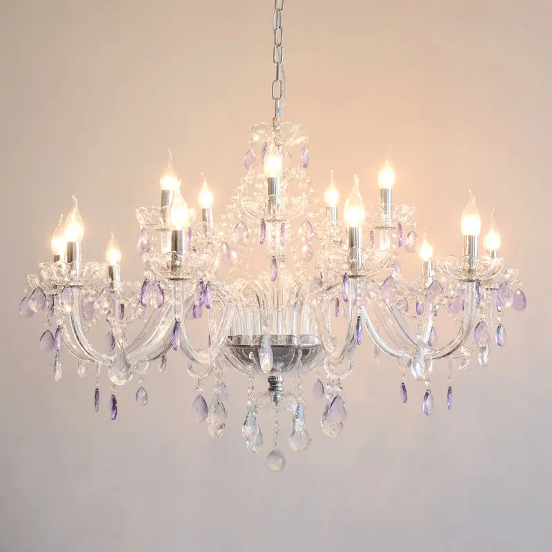 Wedding Banquet Hall Modern LED Crystal Chandelier Light Home Hotel Villa Decor Romantic Candle Iron Glass Adjustable He — view 2