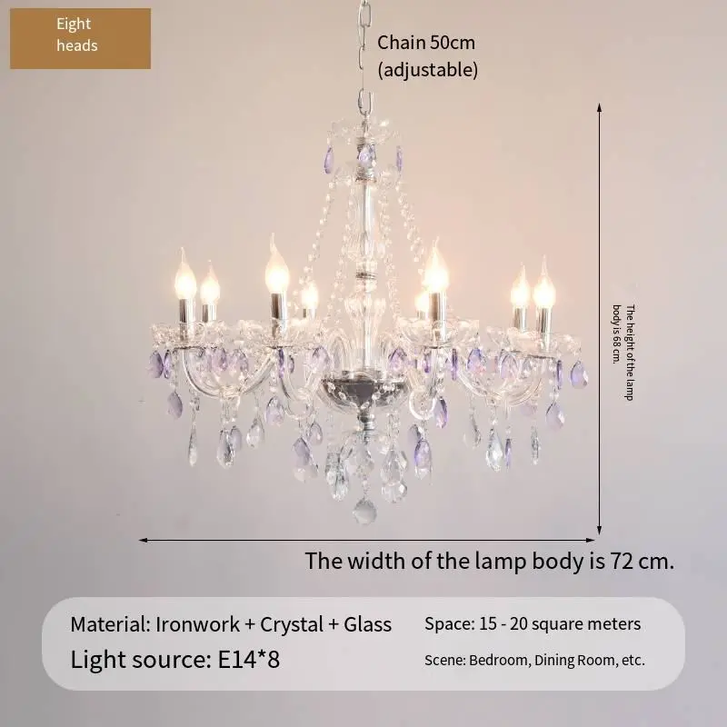 Wedding Banquet Hall Modern LED Crystal Chandelier Light Home Hotel Villa Decor Romantic Candle Iron Glass Adjustable He — view 3