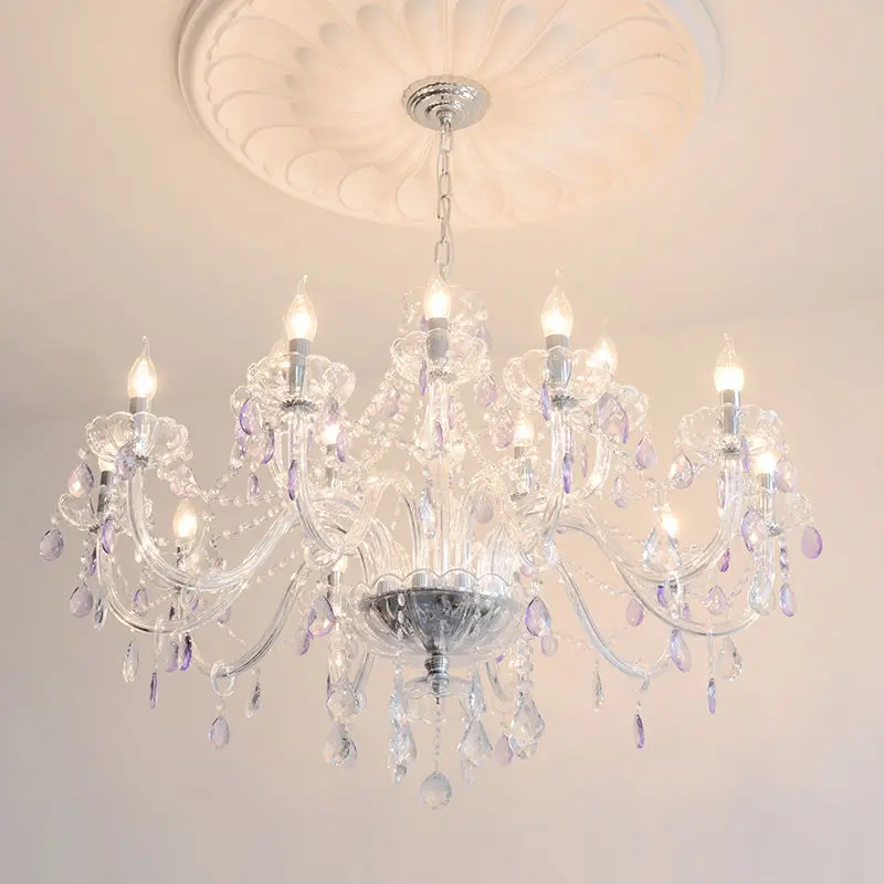 Wedding Banquet Hall Modern LED Crystal Chandelier Light Home Hotel Villa Decor Romantic Candle Iron Glass Adjustable He — view 4
