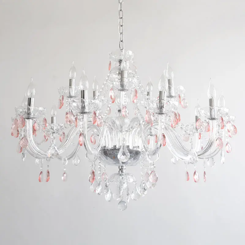 Romantic Modern LED Crystal Home Hotel Villa Decor Chandelier Light Wedding Banquet Hall Candle Iron Glass Pendant Lamp — view 4