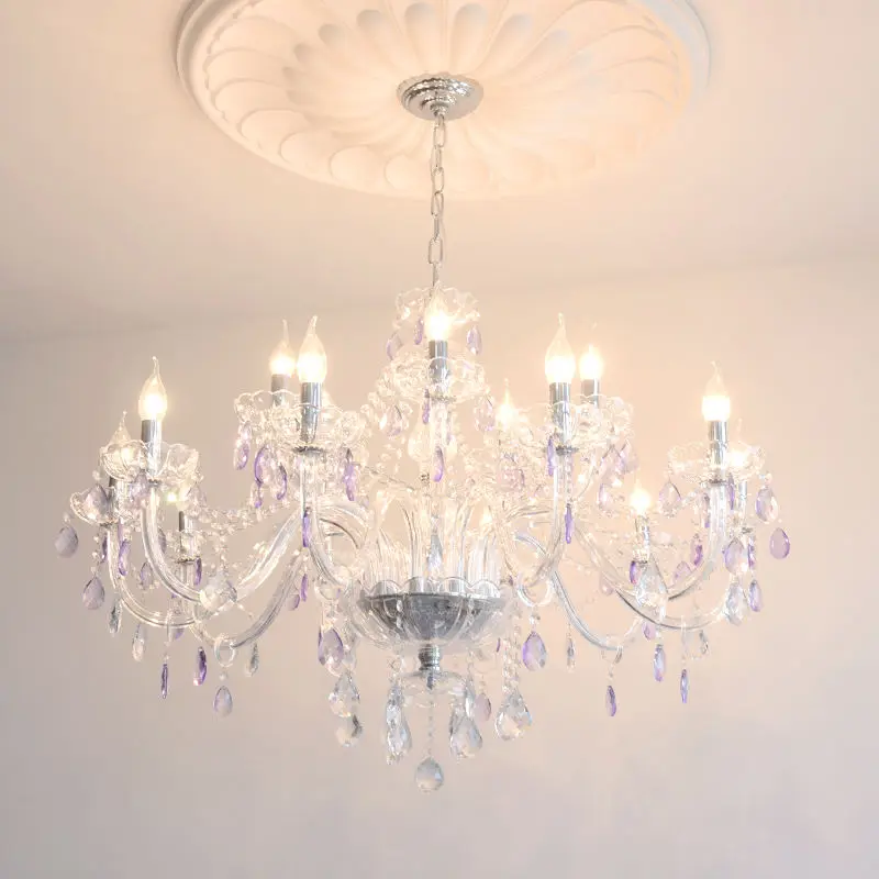 Wedding Banquet Hall Modern LED Crystal Chandelier Light Home Hotel Villa Decor Romantic Candle Iron Glass Adjustable He — view 6