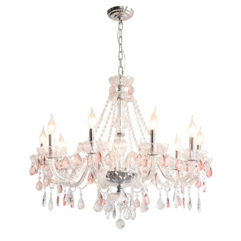 Romantic Modern LED Crystal Home Hotel Villa Decor Chandelier Light Wedding Banquet Hall Candle Iron Glass Pendant Lamp — view 5