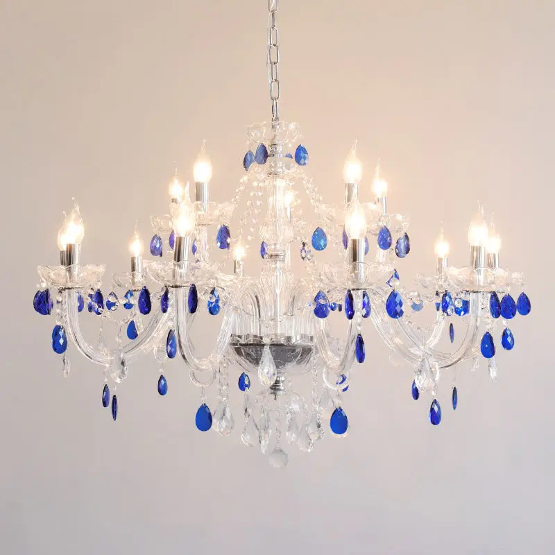 Romantic LED Crystal Home Hotel Villa Decor Chandelier Adjustable Height Wedding Banquet Hall Candle Iron Glass Pendant — view 4