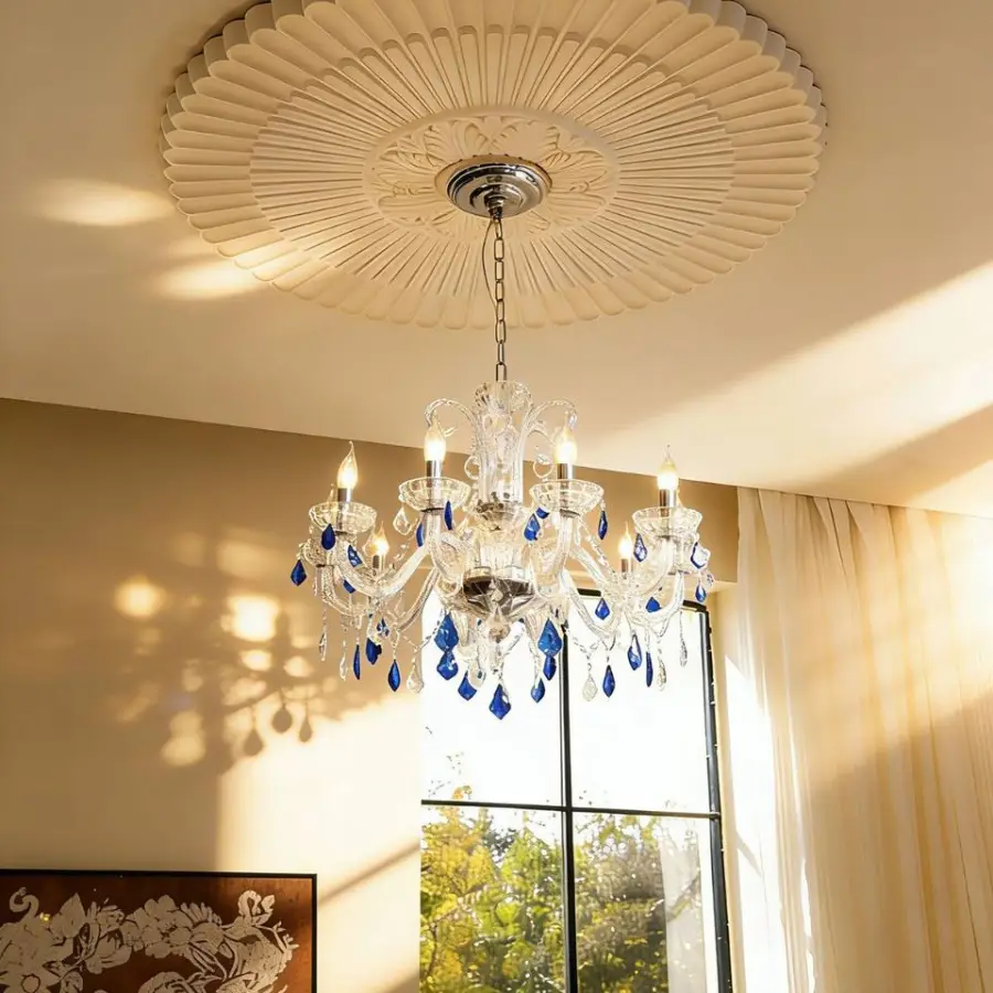 Modern LED Crystal Romantic Wedding Banquet Hall Villa Candle Chandelier Light Middle Dimmable Adjustable Height Pendant — view 3