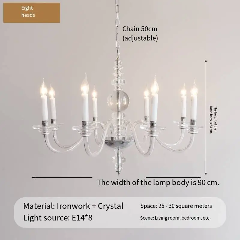 French Romantic Home Decor Pendant Lamp Iron Crystal Glass Banquet Hall Villa Middle Bedroom Livingroom Ceiling Chandeli — view 2