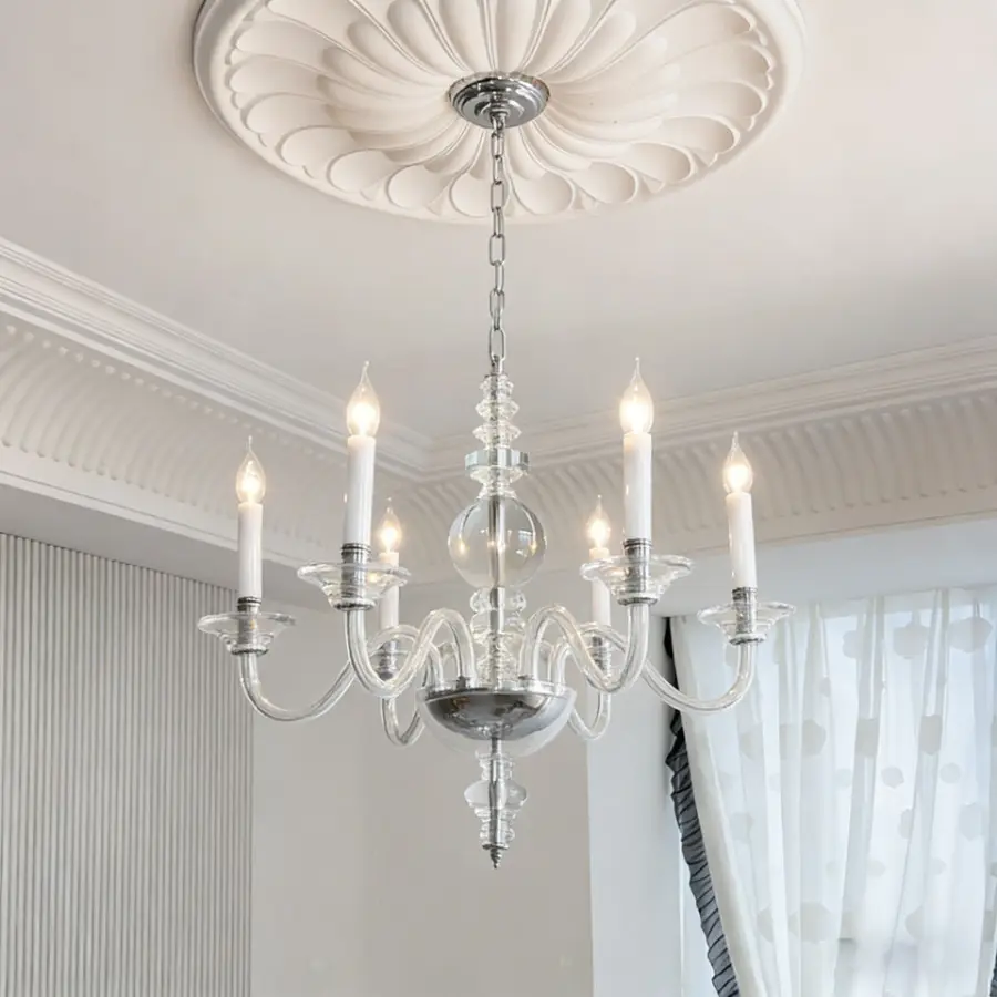 French Romantic Home Decor Pendant Lamp Iron Crystal Glass Banquet Hall Villa Middle Bedroom Livingroom Ceiling Chandeli — view 3