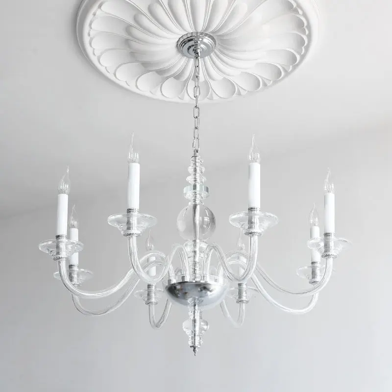 French Romantic Home Decor Pendant Lamp Iron Crystal Glass Banquet Hall Villa Middle Bedroom Livingroom Ceiling Chandeli — view 6