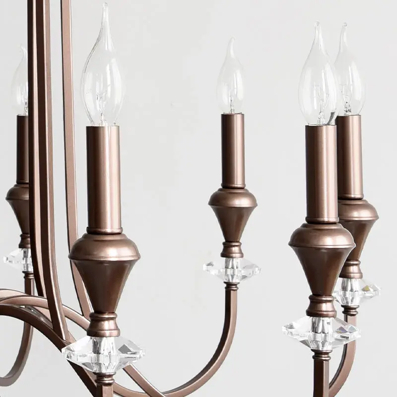Home Decor Pendant Lamp Modern LED Iron Crystal Romantic Banquet Hall Villa Candle Middle Dimmable Ceiling Chandelier Li — view 4