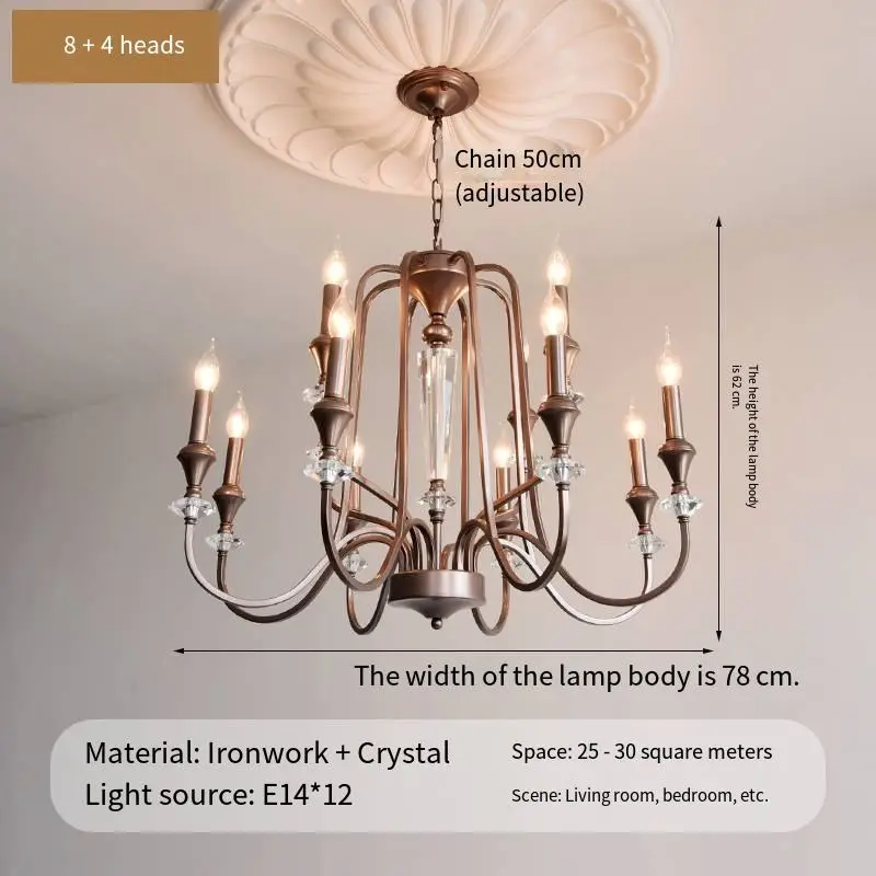 Home Decor Pendant Lamp Modern LED Iron Crystal Romantic Banquet Hall Villa Candle Middle Dimmable Ceiling Chandelier Li — view 5